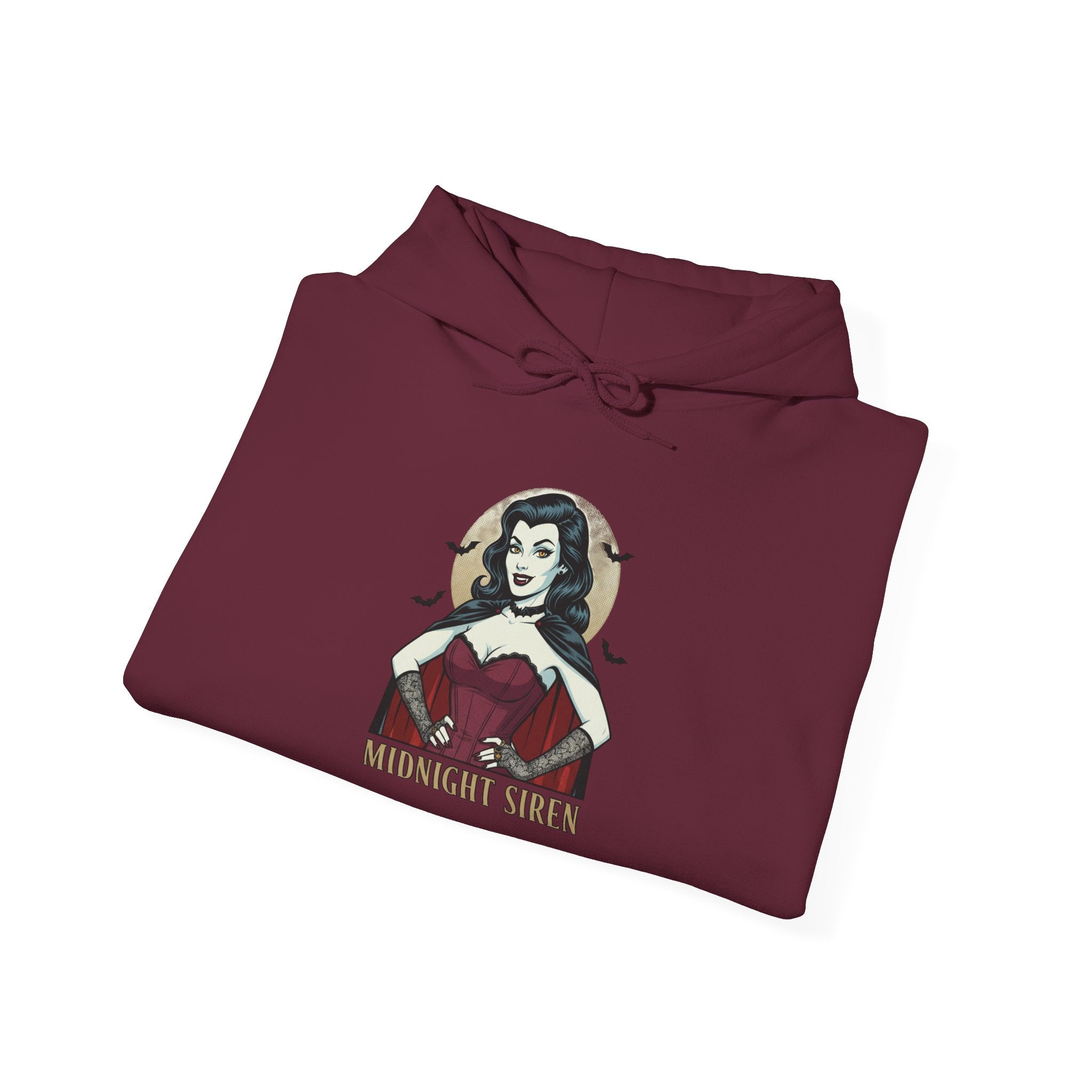 Midnight Siren Hoodie — Vintage Gothic Woman Illustration Pullover