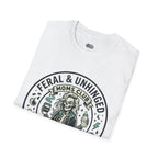 Feral & Unhinged Moms Club T-Shirt — Funny Mom Graphic Tee (Fueled by Caffeine & Chaos)