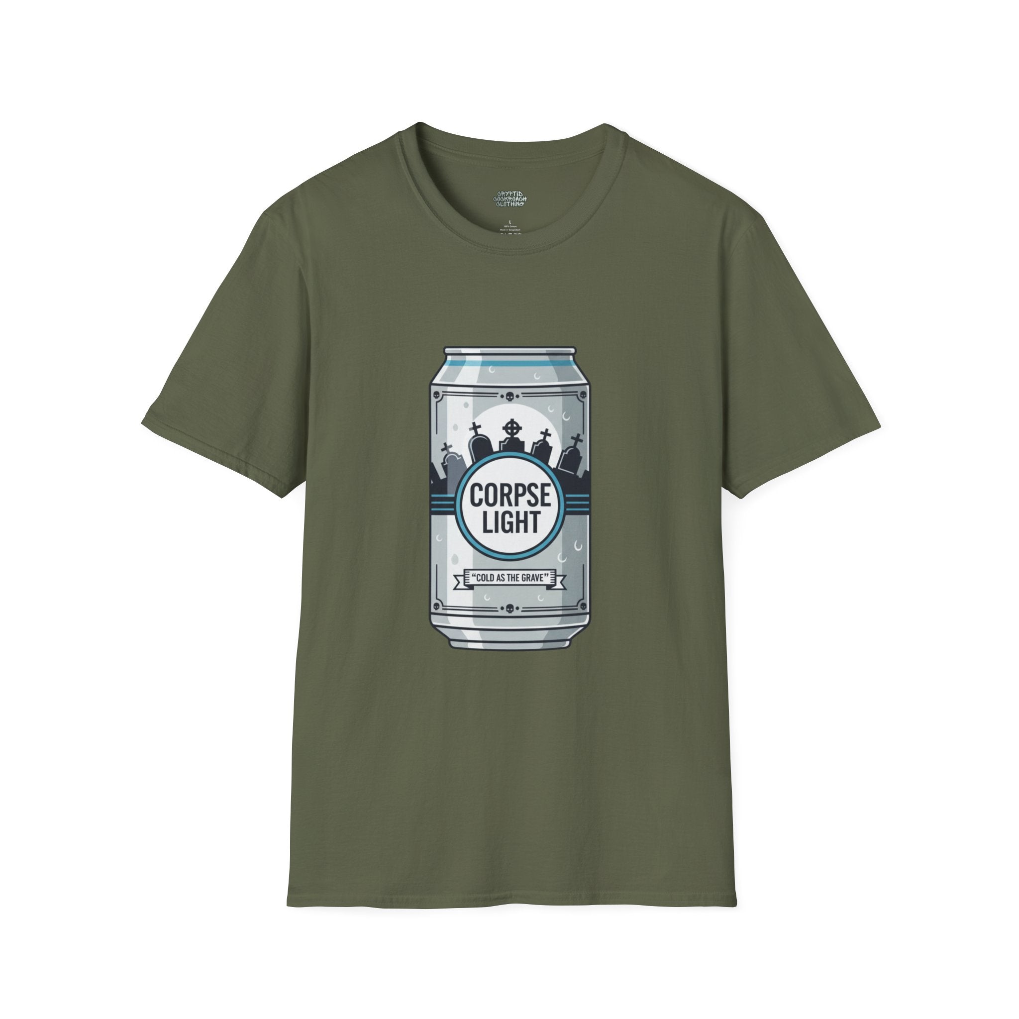 Corpse Light Beer T-Shirt — Gothic Vintage Beer Can Graphic Tee
