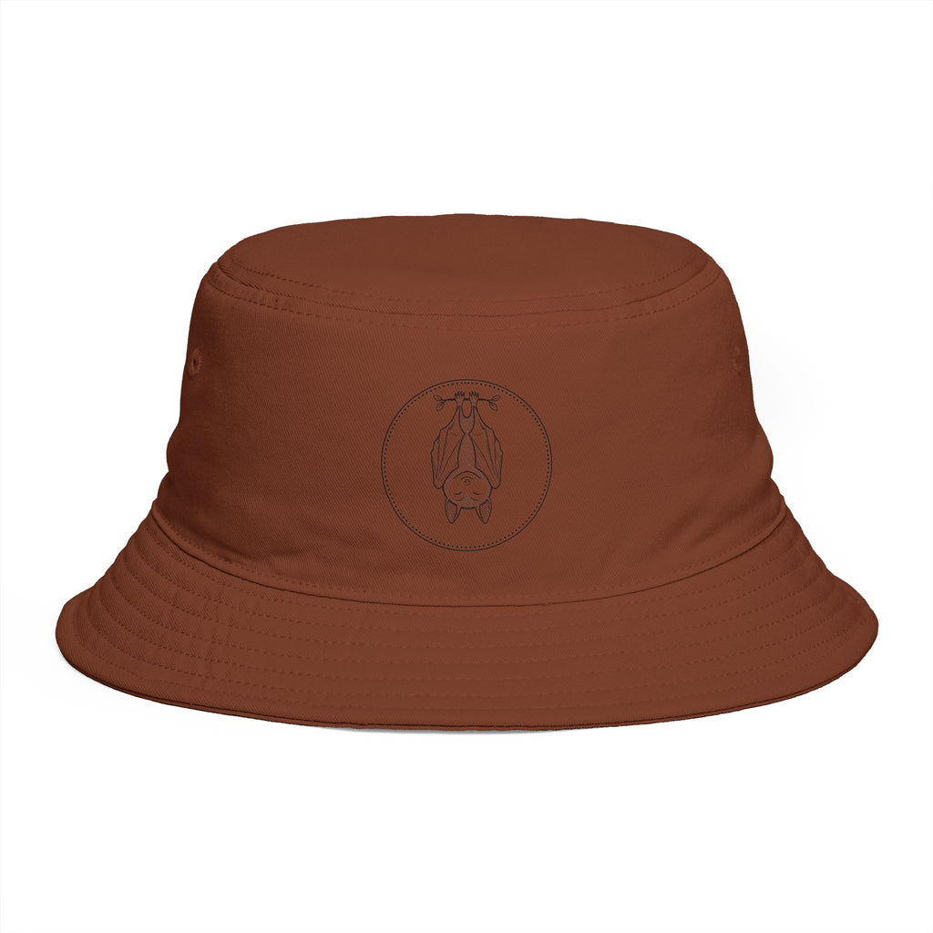 Rust Brown Bucket Hat with Minimal Scarab Emblem — Casual Sun & Streetwear Accessory
