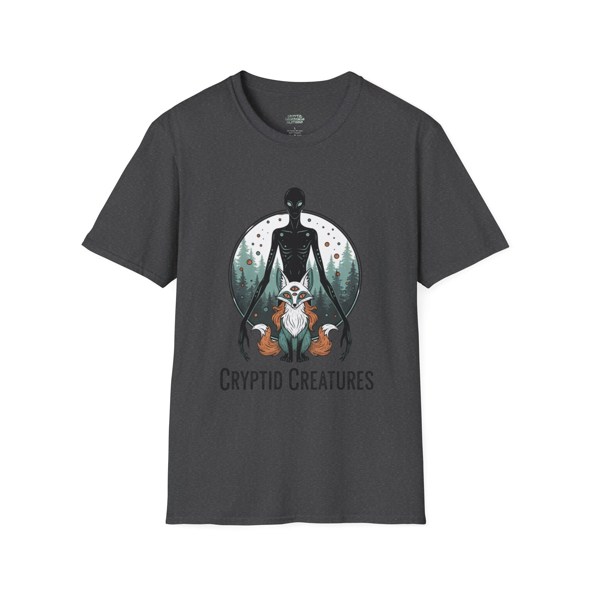 Cryptid Creatures T-Shirt — Retro Forest Sasquatch & Raccoon Mystery Tee