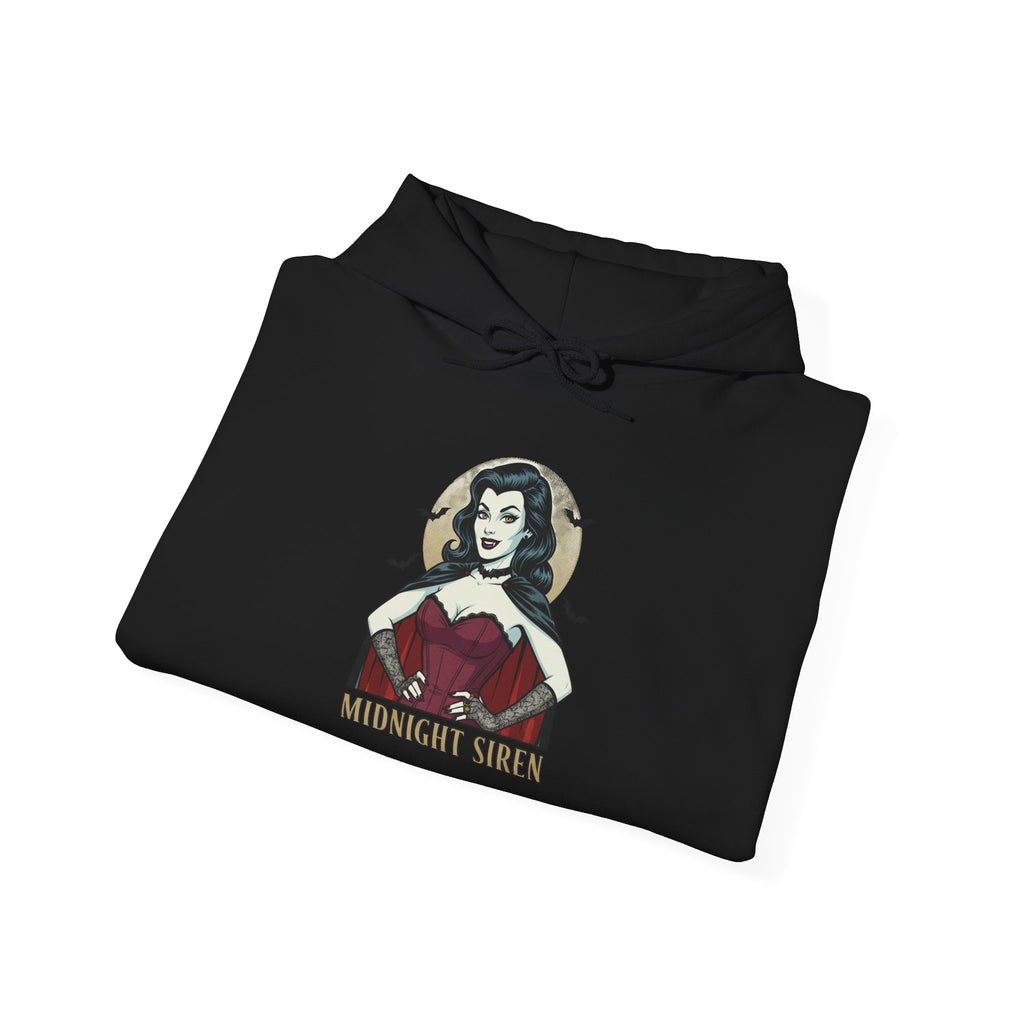 Midnight Siren Hoodie — Vintage Gothic Woman Illustration Pullover