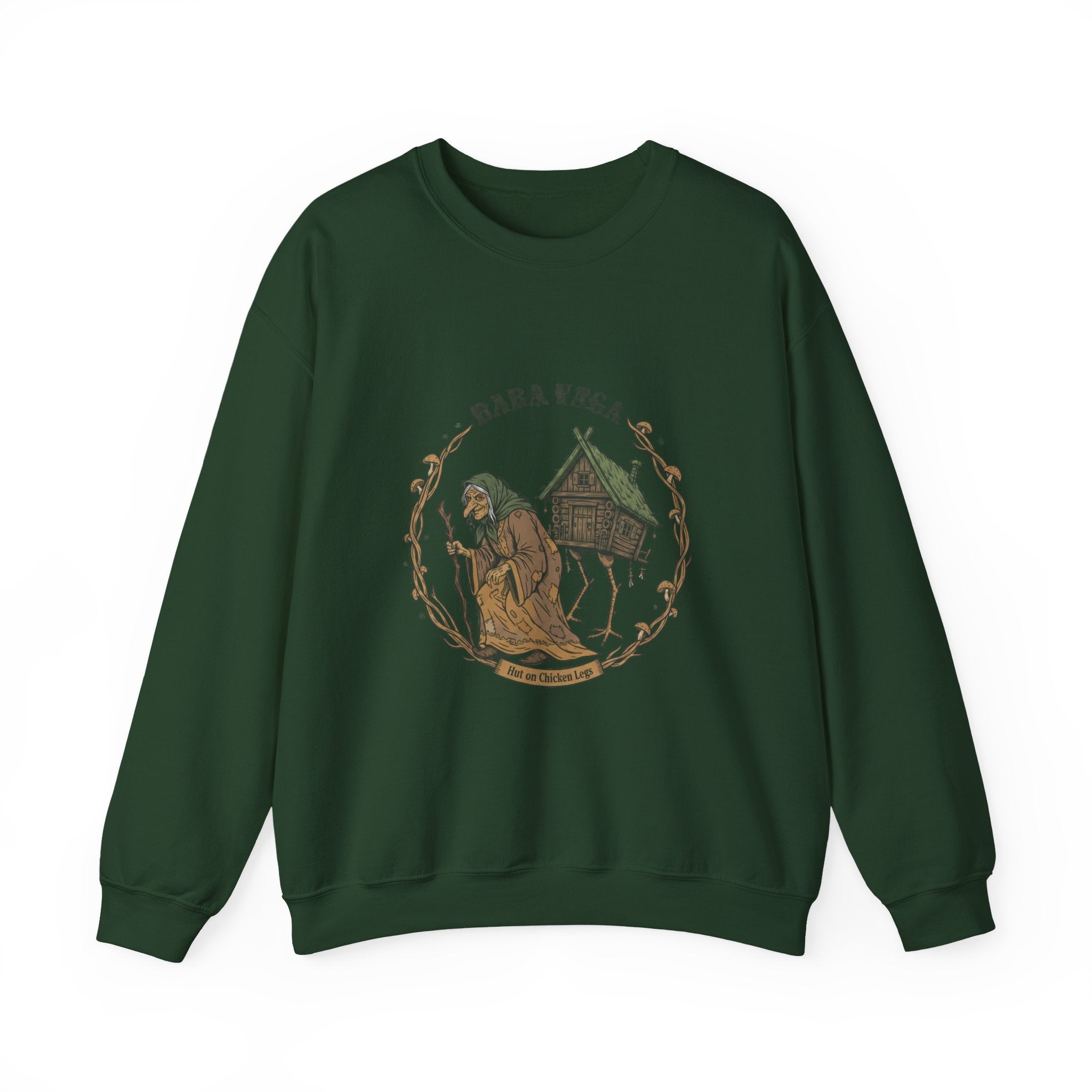 Crewneck Sweatshirt — Baba Yaga Rustic Folk Art Design